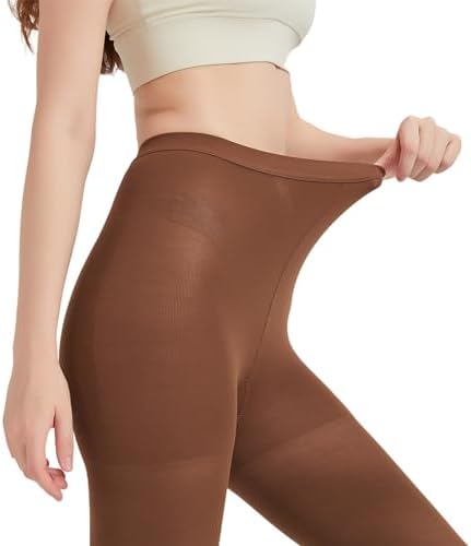 MGANG Medical Compression Pantyhose for Women & Men, 15-20mmHg Graduated Compression Support Tights, Open Toe, Opaque Waist High Compression Stockings for Edema, Varicose Veins, Flight, DVT, Brown XXL