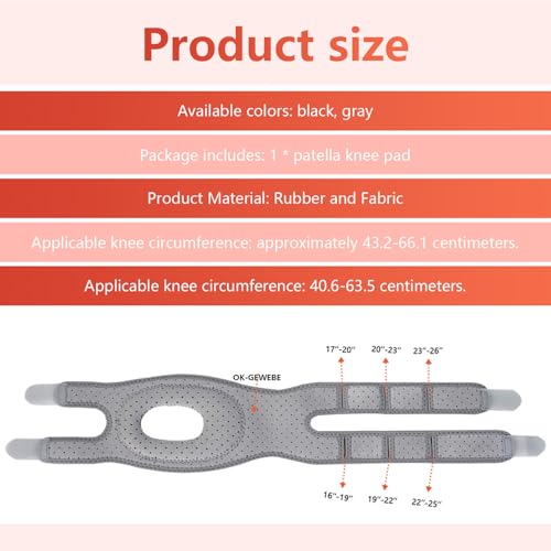 Knee Brace for Women Men,Patellar Pad Realign Knee Joint While You Move, Adjustable Tendon Support Sleeve Braces for Meniscus,Osteoarthritis, Orthopedic, Knee Support for Athletes (Gray-2 Pack)
