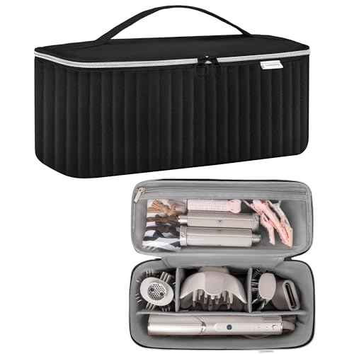 Travel Carrying Case for Hair Dryer Shark Flexstyle Dyson Airwrap Brush Hair Accessories Tools Storage Bag for Revlon Hairdryer Styler Organizer (Black)