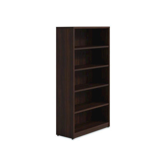 Alera Seville Bookcase, Five-Shelf, 36w x 14d x 65h, Mahogany