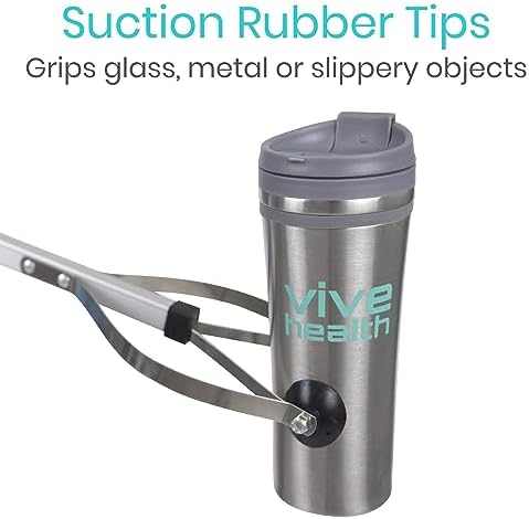 Vive Foldable Suction Reacher Grabber Tool for Elderly (1) - 32 Inches Long Reach Grabber Claw - Pick Up Grab Tool - Reachers for Disabled & Seniors Heavy Duty - Trash, Garbage, Cups Picker Assist