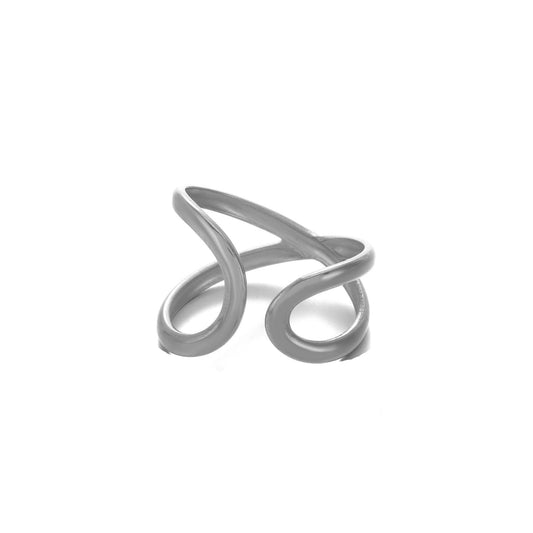 AIETUE Chunky Rings For Women, Gold Silver Thumb Ring Asymmetrical Wavy Curve Ring Adjustable Non Tarnish Dainty Stainless Steel New Year Anniversary Birthday Jewelry Gift (Voguish-Silver Gen 2)
