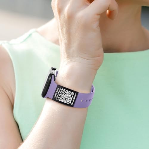 MYLUCKYTAG QR Medical ID Tag for Watch Band - Laser Engraved - Personalized ID Tag for Apple Watch Safety Plate - Medical Alert - Free Online Emergency Medical Profile