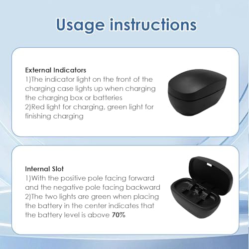 Rechargeable Hearing Aid Batteries and Charger for 675 Hearing Aid Amplifiers Battery Charger with 6 Pack Button Rechargeable Batteries