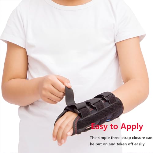 Kids Wrist Brace Fits wrist circumference 4-6.2 inches Pediatric Wrist Splint & Wrist Support for Kids, Adjustable Youth Wrist Brace for Sprains, Strains, Arthritis & Carpal Tunnel Pain Relief - Left & Right Hand (1, Black, Pediatric)
