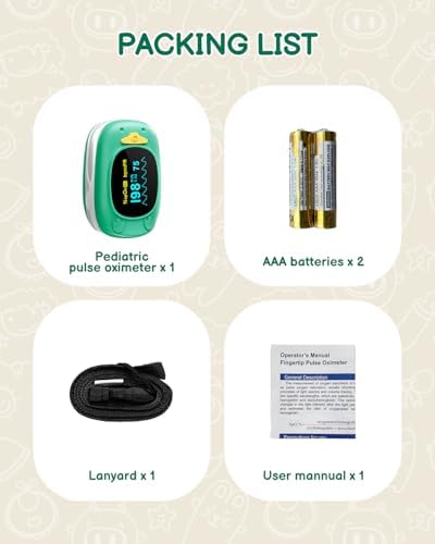 Pulse Oximeter for Kids-HOLFENRY Baby Oxygen Monitor Fingertip for Children Kids Pulse Oximeter Fingertip, Large Display, Included with AAA Battery