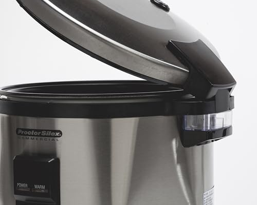 Proctor Silex Commercial 37540 Rice Cooker/Warmer, 40 Cups Cooked Rice Capacity, Nonstick Inner Pot, Hinged Lid, Stainless Steel Housing, Conforms to NSF