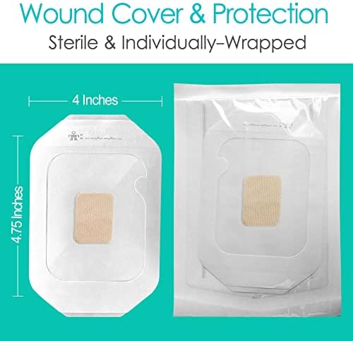 20 Pcs Chemo Port Shower Covers with Non-Stick Center Pad, 4" x 4.75" Waterproof Dialysis Catheter PD Tube Chest Picc Line Transparent Dressing for Peritoneal Dialysis Wounds