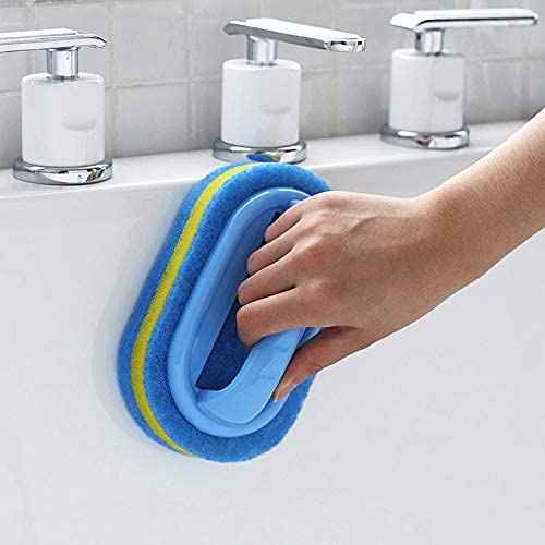 Cleaning Brush for Bathroom Kitchen Bathtub Toilet Cleaner All Purpose Shower Sponge Scrubbing Brush with Ergonomic Handle