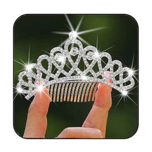 Yean Rhinestone Mini Hair Comb Silver Crystal Tiara Comb Princess Wedding Hair Accessories Decorations for Women