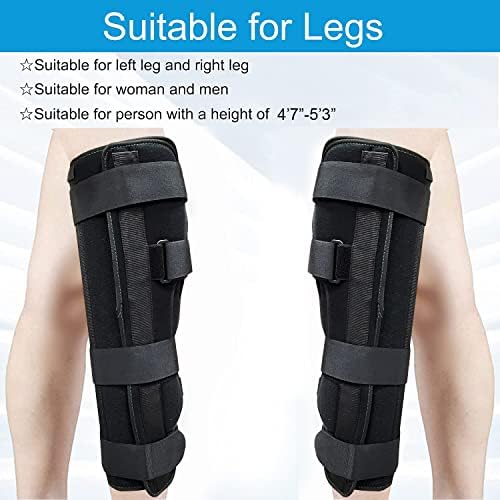 3-Panel Knee Immobilizer Full Leg Support Brace, Aluminum alloy Straight Knee Splint - for Knee Pre-and Postoperative & Injury or Surgery Recovery (Update Size S)