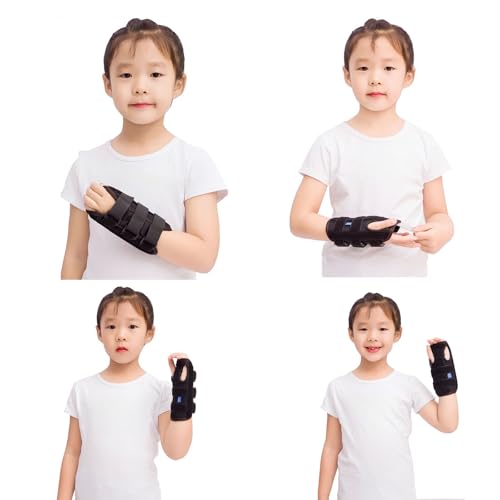Kids Wrist Brace Fits wrist circumference 4-6.2 inches Pediatric Wrist Splint & Wrist Support for Kids, Adjustable Youth Wrist Brace for Sprains, Strains, Arthritis & Carpal Tunnel Pain Relief - Left & Right Hand (1, Black, Pediatric)