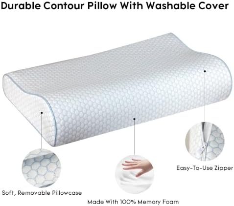 Neck Cervical Pillow for Neck Pain Relief - Contour Pillow Memory Foam Pillows for Sleeping, Neck Support Pillow Cooling Bed Pillow for Side Back Stomach Sleepers