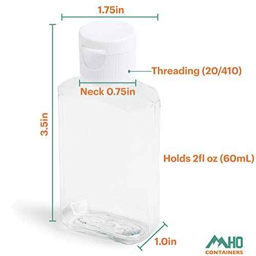 | Empty Clear Travel Refillable Flip-Top Bottles - BPA/No Parabens, 60millileter/2ounce - Set of 6