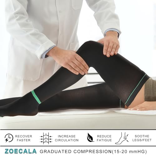 T.E.D.Anti Embolism Compression Stockings for Women & Men,15-20 mmHg Thigh High Ted Hose Medical Support Socks with Inspect Toe Hole for Relieve Post Surgery Swelling,Varicose Veins,Edema,DVT