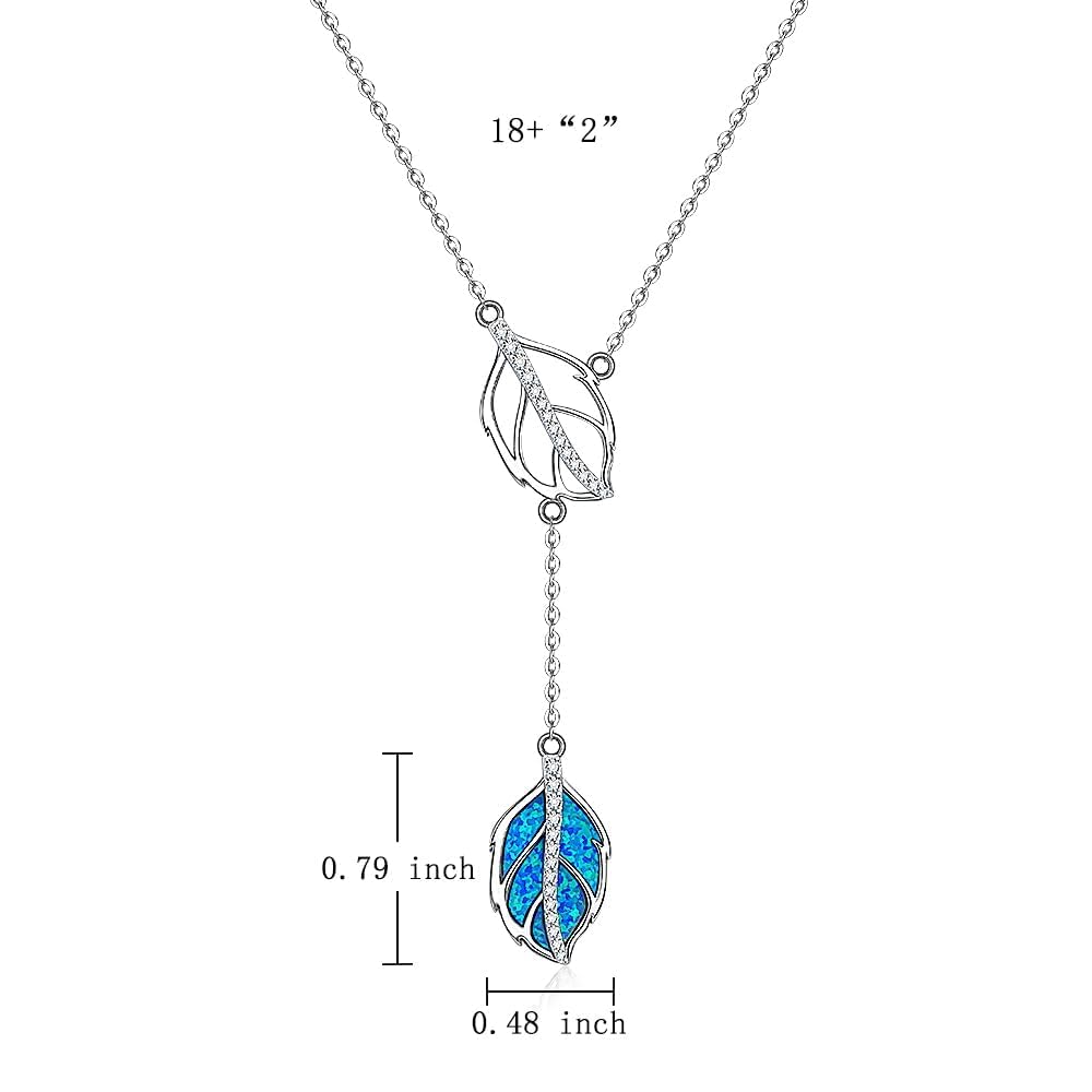 Iringnier 925 Sterling Silver Leaf Necklace for Women Lariat Y Necklaces Christmas Birthday Jewelry Gift for Women
