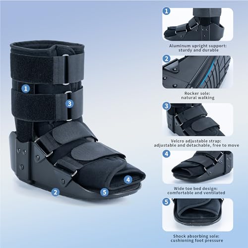 kefit Short Cam Walking Boot, Orthopedic Boot for Ankle Sprain, Foot Injury,X-Large, Black