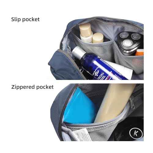 Travel Toiletry Bag 8L, Large Packing Cube with Waterproof TPU Wet/Dry Compartment (03 Blue Abyss)