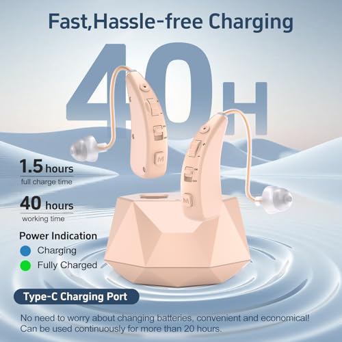 Hearing Aids for Seniors - Rechargeable Hearing Amplifier with Noise Cancellation Adults,Easy Volume Control,Comfort Design and Nearly Invisible