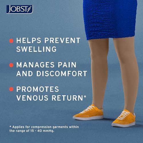 JOBST Relief 30-40 mmHg Compression Stockings, Knee High, Open Toe, Large Full Calf, Beige