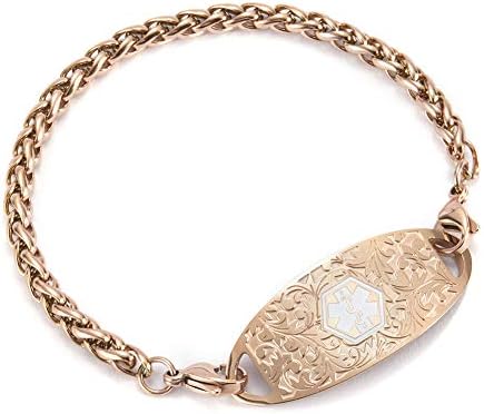 Customizable Medical Alert ID Bracelet for Women Fashionable Stainless Steel Interchangeable Waterproof