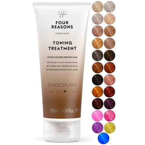 Four Reasons Color Mask - Chocolate - (27 Colors) Toning Treatment, Color Depositing Conditioner, Tone & Enhance Color-Treated Hair - Semi Permanent Hair Dye, Vegan and Cruelty-Free, 6.76 fl oz