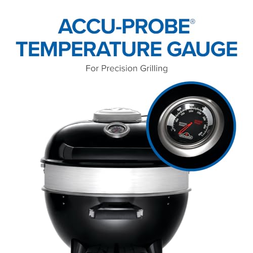 Napoleon PRO22 Professional Charcoal Kettle Grill, Black, Porcelain-Enameled Lid and Bowl, Chrome-Plated Cooking Grid
