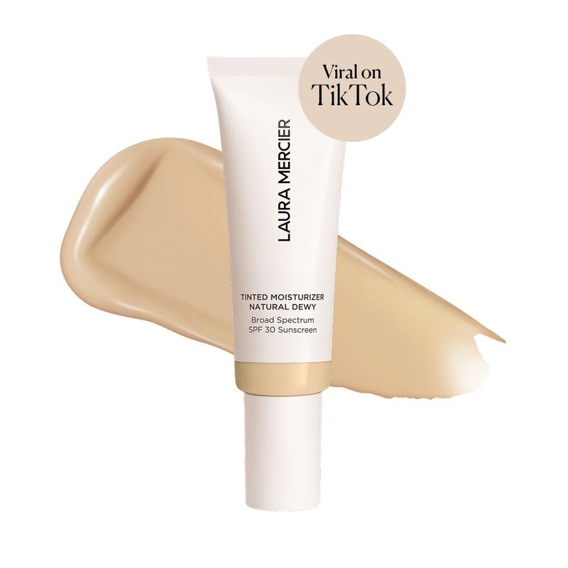 Laura Mercier Tinted Moisturizer Natural Dewy with SPF 30: 24HR+ Hydration, Long Lasting, Sheer to Light, Buildable Coverage, Dewy Finish, Improve Skin Tone and Texture, Skin Tint, Birch