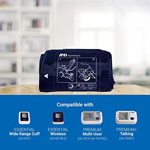 A&D Medical Medium Blood Pressure Cuff Replacement (9.0-14.6"/23-37cm), Latex Free Blood Pressure Cuff, UA-290A ISO-Compliant Connector for Home Use A&D Medical Automatic Blood Pressure Monitors
