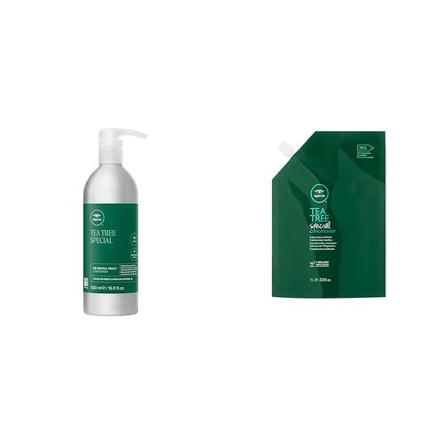 Tea Tree Special Conditioner Aluminum Bottle, 16.9 fl oz and Refill Pouch, 33.8 fl oz, Detangles, Smooths + Softens, For All Hair Types, Set