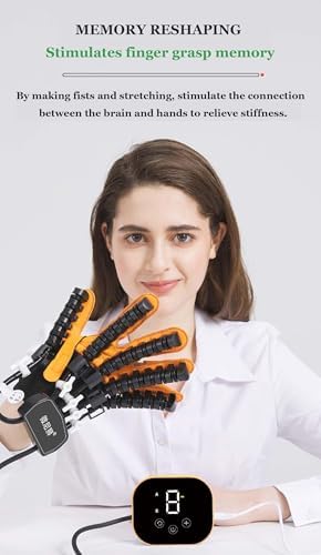 Both Hands Rehabilitation Robot Gloves, 2024 Electric Hand Function Equipment, Stroke Hemiplegia Fingers Recovery Massage Therapy, Finger Robot Rehab Gloves (Left Hand, M)