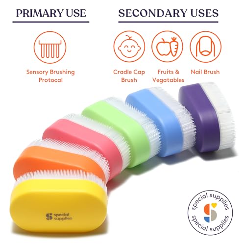 Special Supplies Sensory Brush Therapressure Therapy Brush for Occupational and Sensory Brushing, 6 Pack, Stimulating and Calming Tools for Kids and Adults, Soft Flexible Bristles, Latex Free