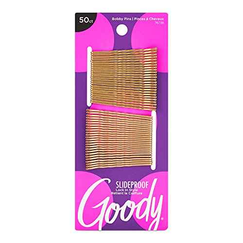 Goody SlideProof Bobby Pins - 50 Ct, Metallic Blonde, High Gloss Bobby Hair Pins for Styling, Lock In Style, Comfortable, Pain-Free Hair Accessories for Women & Men, All Hair Types
