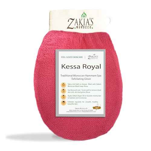Original Kessa Exfoliating Glove - Lively Pink - Microdermabrasion Exfoliating Mitts, Removes unwanted dead skin, dirt and grime and Keratosis Pilaris. Great for spray tan removal. 1 unit