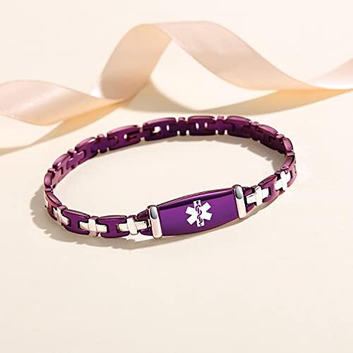 Fashion Lady Stainless steel Medical Alert id Bracelets with Free Engraving