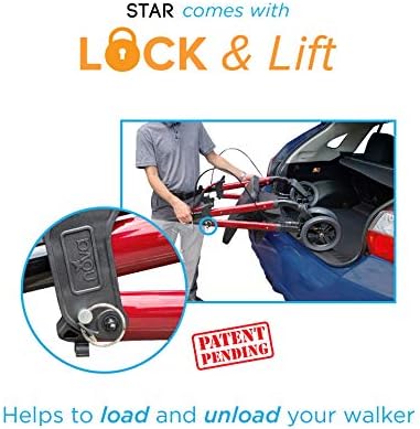 NOVA Medical Products Lightweight & Foldable Star 8 Rollator Walker, Diamond Sky Blue, Standard, 1 Count