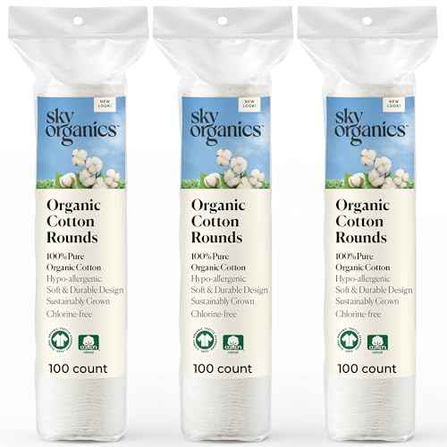 Sky Organics Organic Cotton Rounds for Sensitive Skin, 100% Pure GOTS Certified Organic for Beauty & Personal Care, 300 ct.