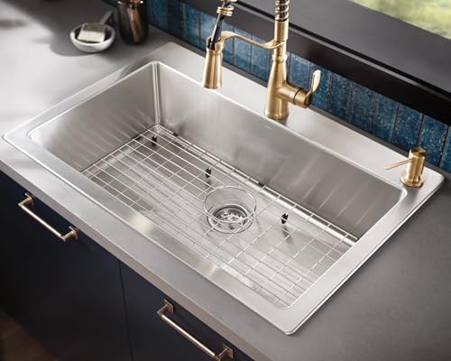 Moen Nolia Bronzed Gold One-Handle Single Hole Spring Kitchen Faucet with Pull Down Sprayer and Soap Dispenser, 87886BZG
