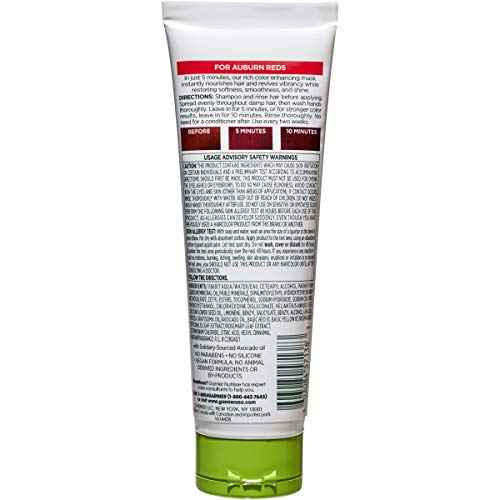 Garnier Nutrisse 5 Minute Nourishing Color Hair Mask with Triple Oils Delivers Day 1 Color Results, for Color Treated Hair, Vibrant Red, 4.2 Fl Oz