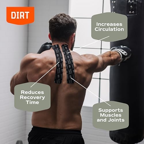 Premium Cotton, Elastic Kinesiology Athletic Tape, 2 Continuous Uncut roll (16.4 feet Long). Latex Free, Hypo-Allergenic, Water Resistant (Black)