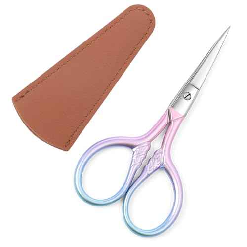 Personal Care Professional Beauty Tools (pink) Small scissors Facial hair removal and ear, nose and eyebrow, beard trimming Stainless steel fine straight head scissors