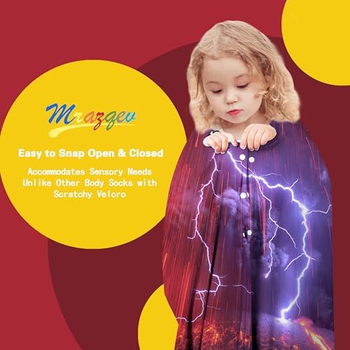 Lightning Over Volcano Sensory Socks - Autistic Sensory Body Sock for Kids - ADHD and Improve Sensory Processing Sox (Large)