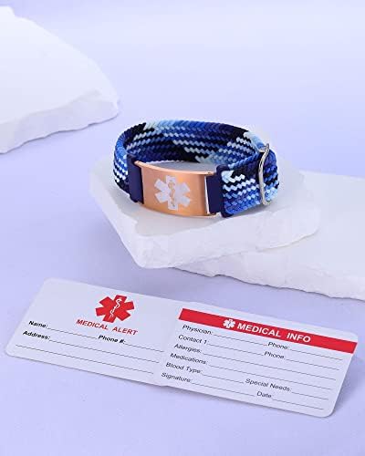 Personalized Sport Medical Alert Bracelets for Women Men - Custom Medical ID Bracelets with Free Engraving - Hook and Loop/Elastic/Stainless Steel/Silicone Watch Wristband Emergency Bracelet