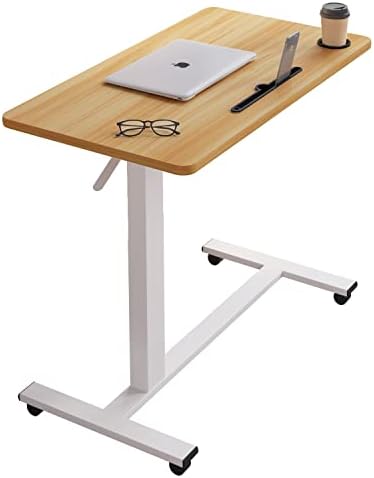 Overbed Beside Table,Bed Desk,Hospital Bedside Table,Pneumatic Mobile Laptop Computer Standing Desk Cart with Tray