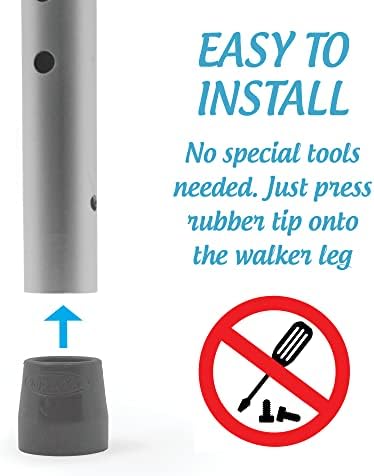Universal Walker Replacement Legs with Free Rubber Tips - Gray - 1 Pair