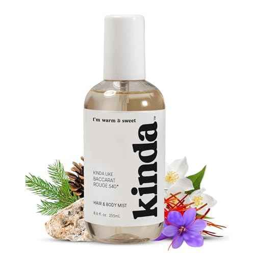PB ParfumsBelcam KINDA I¡¯m Warm & Sweet Hair & Body Mist ? Our Version of Baccarat Rouge 540 ? Woody Gourmand Floral Scent with Jasmine, Saffron, Cedarwood & Amber, Long-Lasting Mist, 8.6 fl.oz