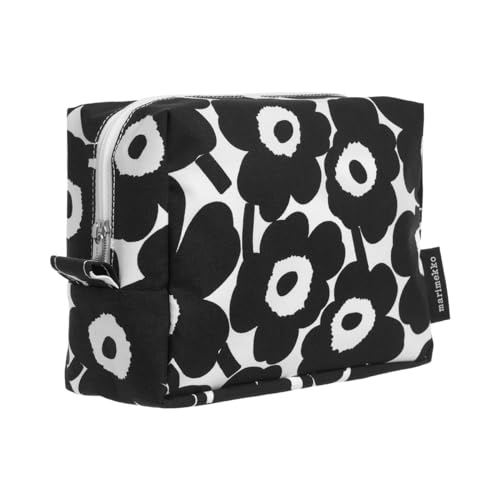 MARIMEKKO Vilja Mini Unikko Terry Cotton Cosmetic Bag (Black) ? Floral Cosmetic Bag to Include in your Travel Essentials ? 9x4x7 in