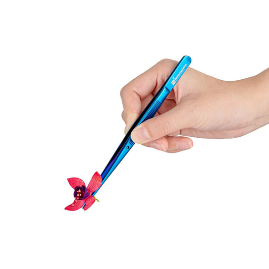Restaurantware Perfect Point 6.3 Inch Food Tweezers 1 Straight Kitchen Tweezers - Fine Point Serrated Tips For Precision Blue Stainless Steel Cooking Tweezers For Seafood Plating Or Decorating