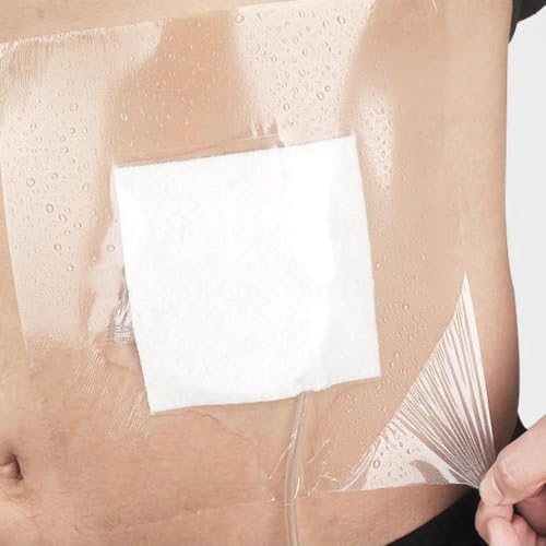 YOYOFOX Waterproof Ostomy Bag Shower Covers, 9"x9" Large Dialysis Catheter Protector Shields with Non-Stick Center Pad Adhesive Dressing Bandage 25 Pack