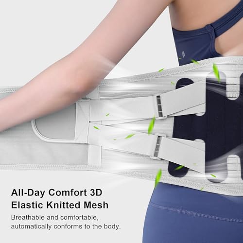 Back Brace for Lower Back Pain Relief,Lumbar Waist Support for women,Lower Back with 3D Lumbar Pad for Work Sports Sciatica, Scoliosis(Grey，S)